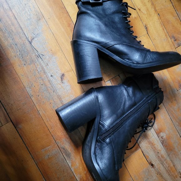 L'Intervalle Black Leather Lace-Up Boots - Picture 3 of 8